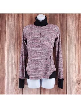 Lululemon Womens Sz 6 Runderful 1/2 Zip Space Dye Camo Berry Rumble Multi Black